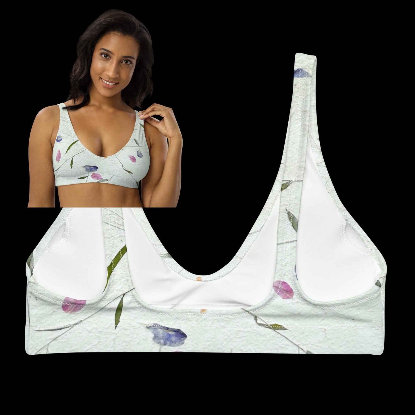 bikini top, Mullberry, Recycled padded